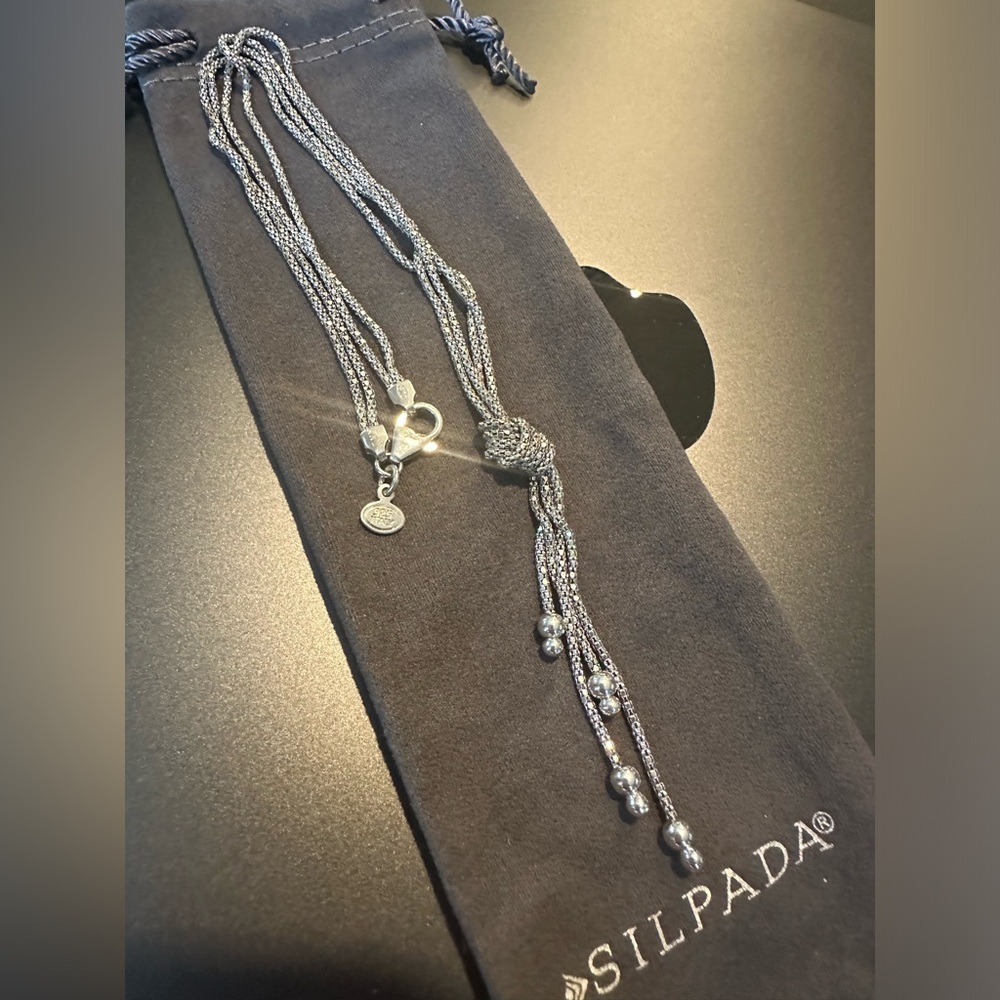 Silpada "Forget Me Knot" Sterling Silver Lariat Necklace